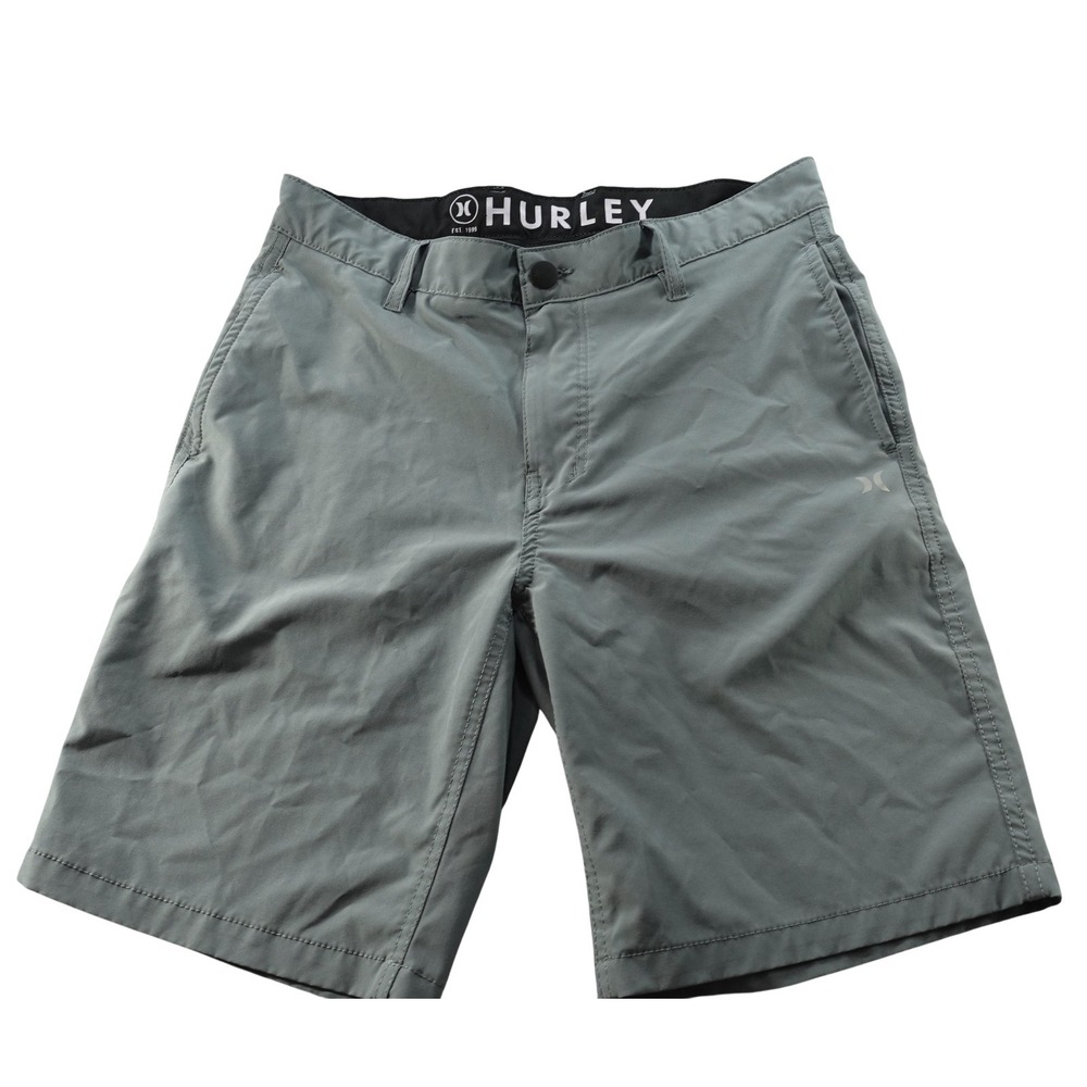 Hurley Shorts Mens 30 Gray Chino Stretch Flat Front Mesh Lined Casual Golf
